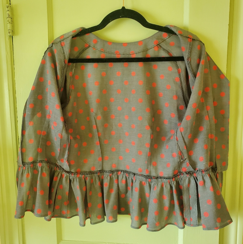 Vintage pinup rockabilly handmade polka dot button up frilly blouse top - Picture 8 of 8